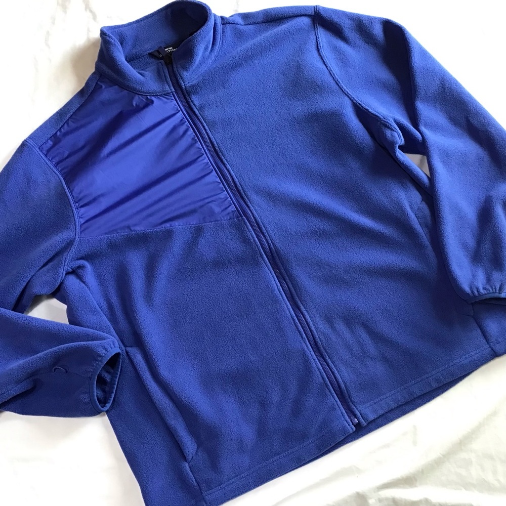Lands End Outfitters Jacket Mens Sz XL Blue Fleece Full Zip Pockets